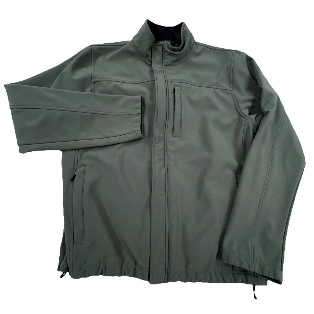 Eddie Bauer Jacket Men Medium Green Soft Shell Field Gear Fleece Lined Olive